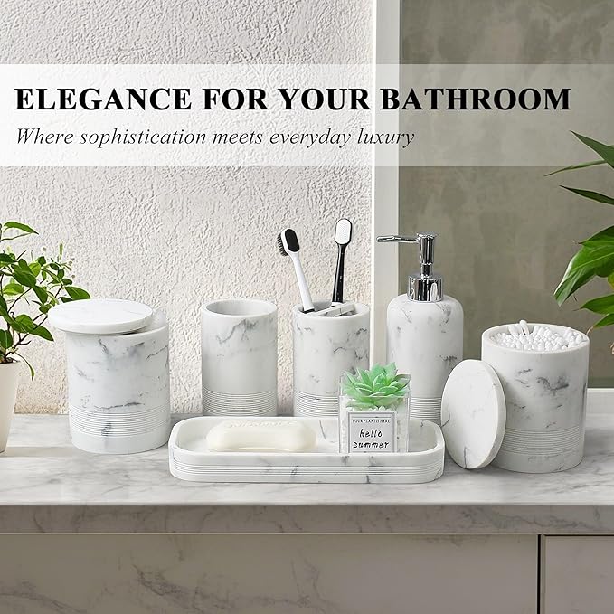 6-Piece Bathroom Accessories Set, Organizer Set - Image 3