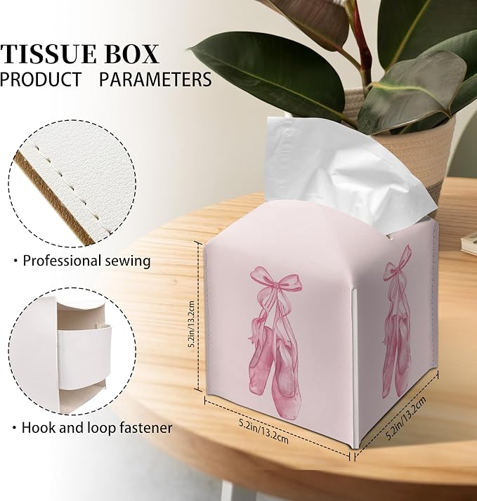 Grace Yonks Cute Pink Ballet Shoes Tissue Box Cover Square, Cube Case - Image 2