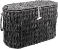 Black Toilet Paper Basket with Lid, Wicker Toilet Paper Storage Stand, Large by WEAVECOMFORTINTOEVERYCORNER
