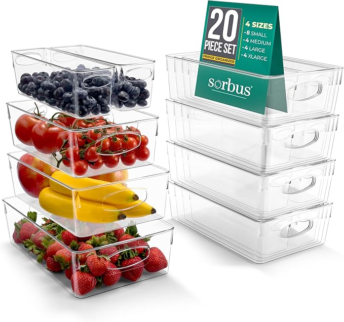 Sorbus Variety 20-Pack Clear Plastic Organizing Bins – Clear Bins by Sorbus