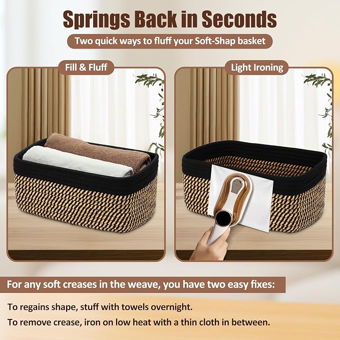 5-Pack Small Woven Rope Storage Baskets – 2 Sizes Organizer Bins - Image 7