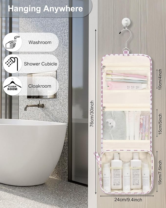 Small Hanging Toiletry Bag for Men and Women, Portable Hanging Organizer for - Image 4