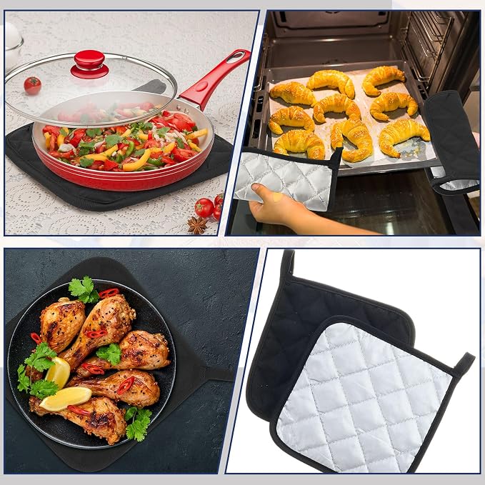 Bokon 12 Pcs Pot Holders for Kitchen, Heat Resistant Cotton Hot Pad Oven Mitts - Image 4