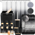 32PCS Bathroom Sets with Shower Curtain and Rugs, Bathroom Set Black Bathroom by BetterbathroomwithXLHOME
