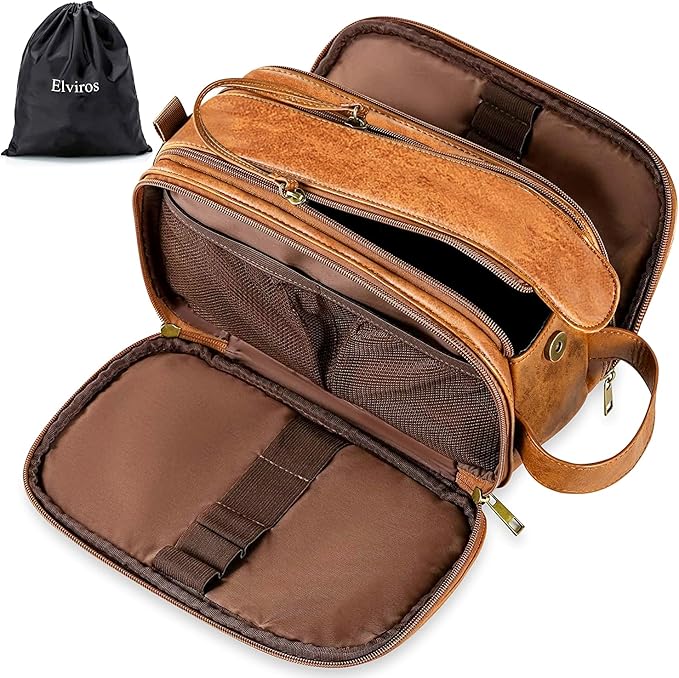 Elviros Toiletry Bag for Men, Large Travel Shaving Dopp Kit Water-resistant by Elviros