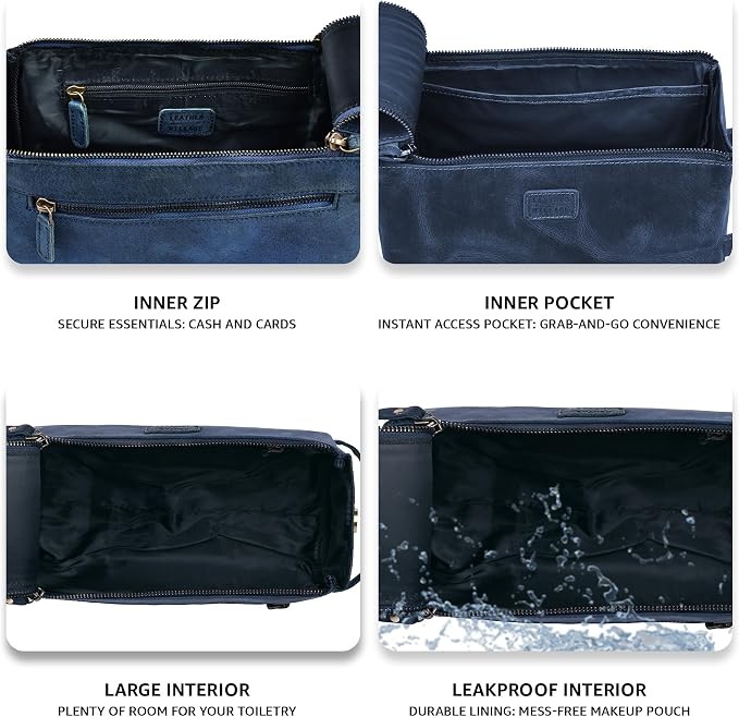 LEATHER VILLAGE Genuine Leather Travel Toiletry Bag - Image 5