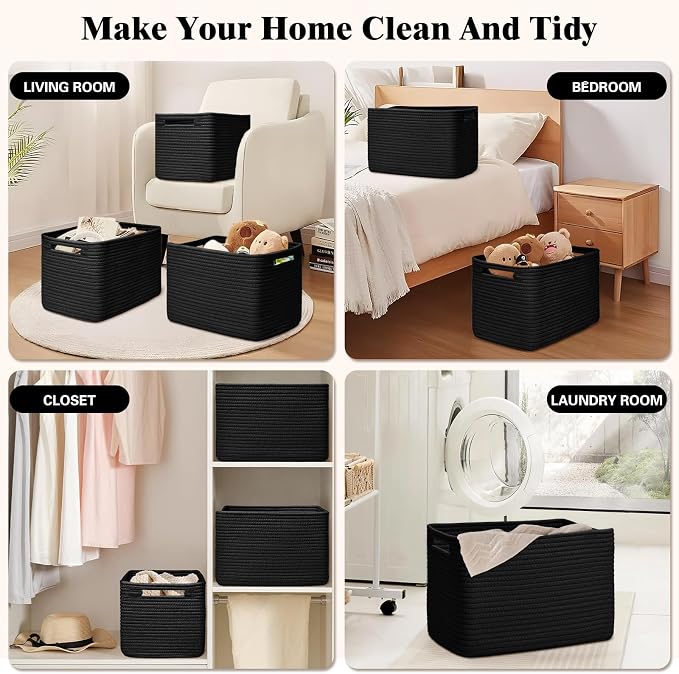 Storage Baskets for Organizing, 4 Pack Baskets for Shelves, Decorative Storage - Image 6