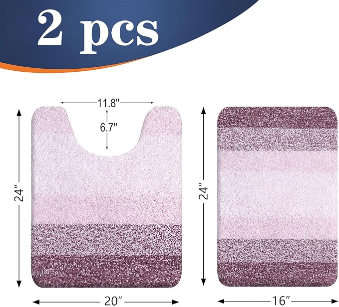 OLANLY Bathroom Rug Set 2 Piece, Soft Absorbent Microfiber Bath Mats and - Image 2