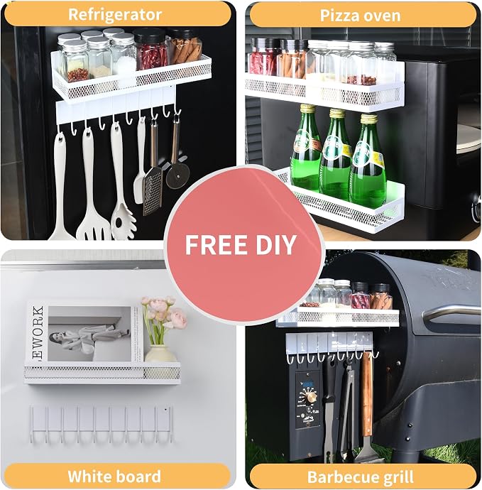 3-Pack Magnetic Spice Rack for Refrigerator, Moveable Shelf - Image 7