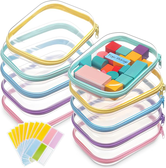 Sanwuta 10 Pcs Hard Zipper Case Clear Hard Pouches Plastic Zipper Pencil Box by Sanwuta