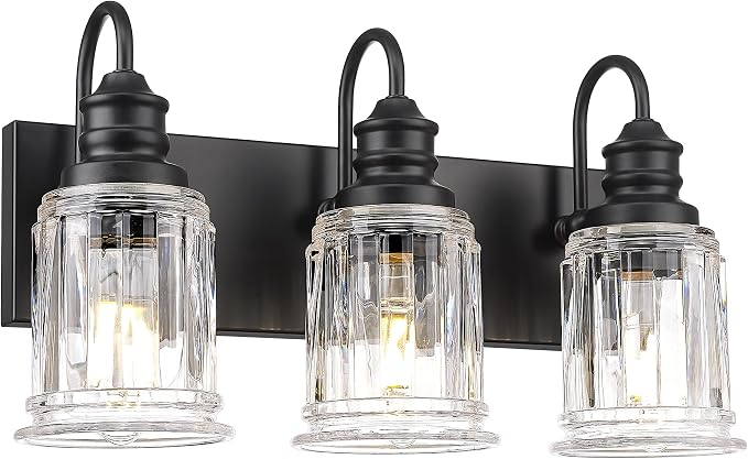 HWH INVESTMENT Bathroom Light Fixtures, 3-Light Matte Black Vanity Light by HWHINVESTMENT