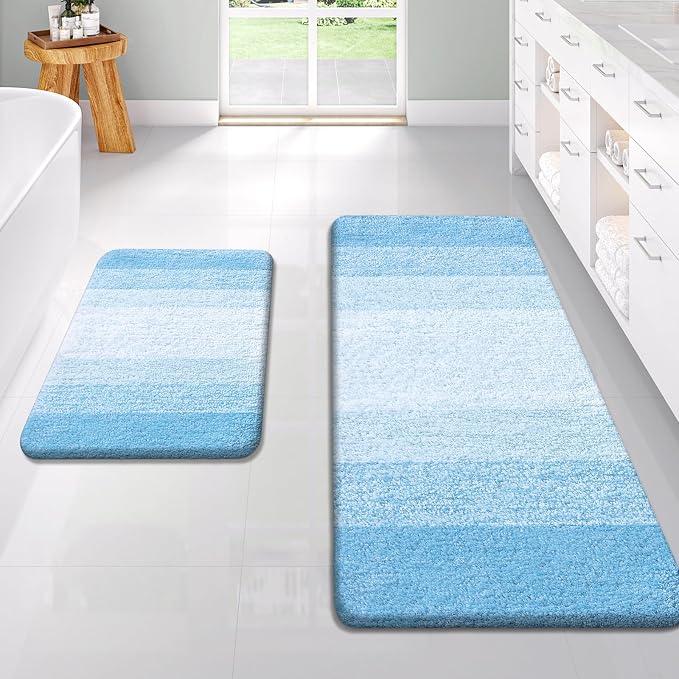 OLANLY Bathroom Rug Set 2 Piece, Soft Absorbent Microfiber Bath Rug Set by OLANLY