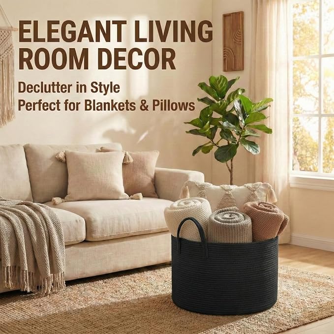 65L Extra Large Blanket Basket for Living Room - Image 2