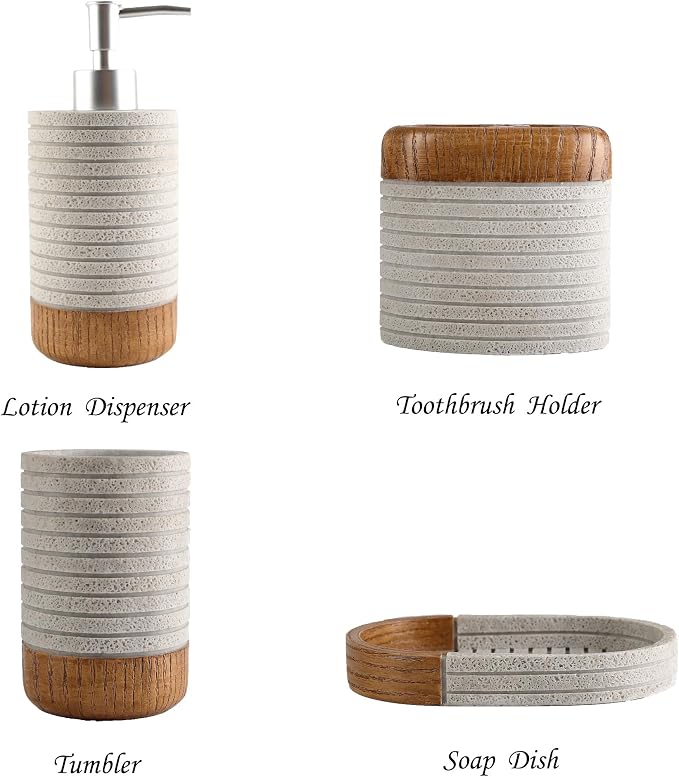 Hymmah Bathroom Accessories Set, Toothbrush Holder, Farmhouse Bathroom Decor - Image 3