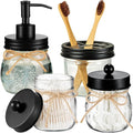 Amolliar Mason Jar Bathroom Accessories Set 4 Pcs -Lotion Soap Dispenser & 2 by Amolliar
