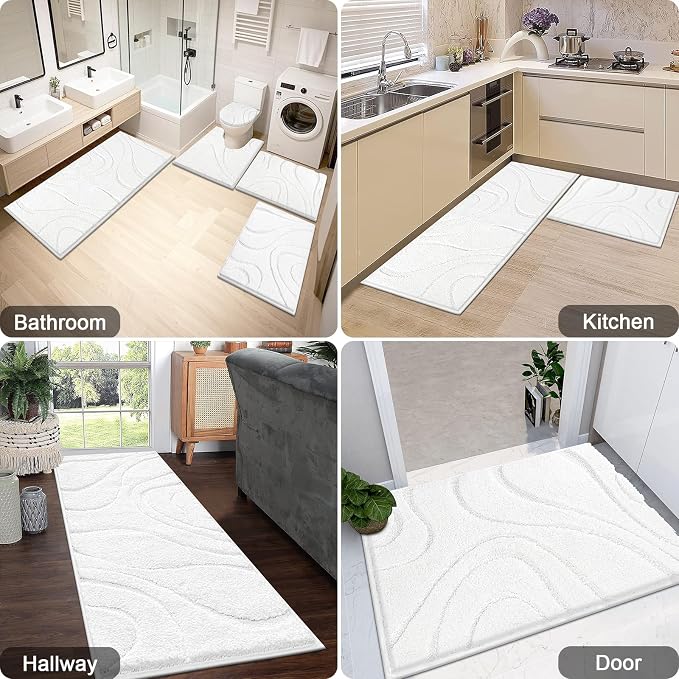 HEBE Bathroom Rugs Sets 5 Piece, Soft Absorbent Microfiber Bath Mat - Image 7