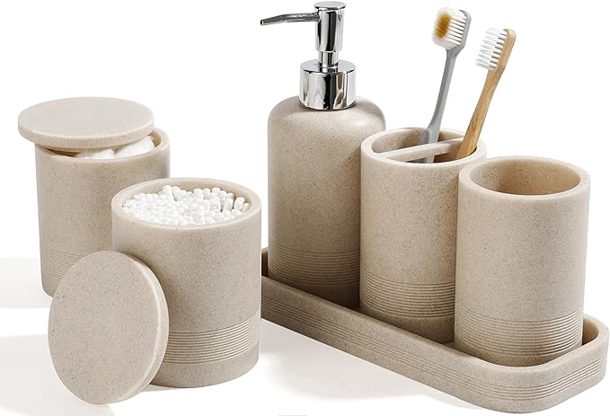 Bathroom Accessories Set, 6-Piece Bathroom Accessory Set, Toothbrush Holders Set by YMXYJM