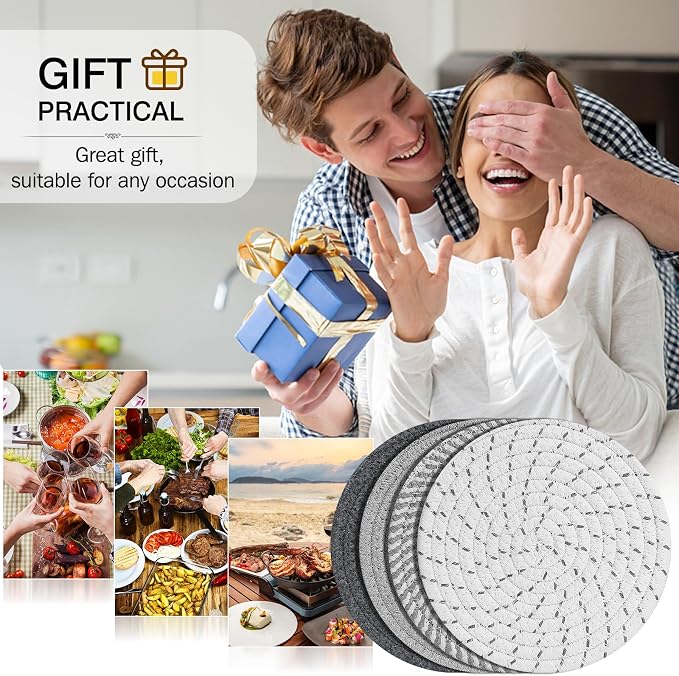 ME.FAN 7 Inch Trivets/Potholders 4 Set Cotton Thread Weave Trivets - Image 7