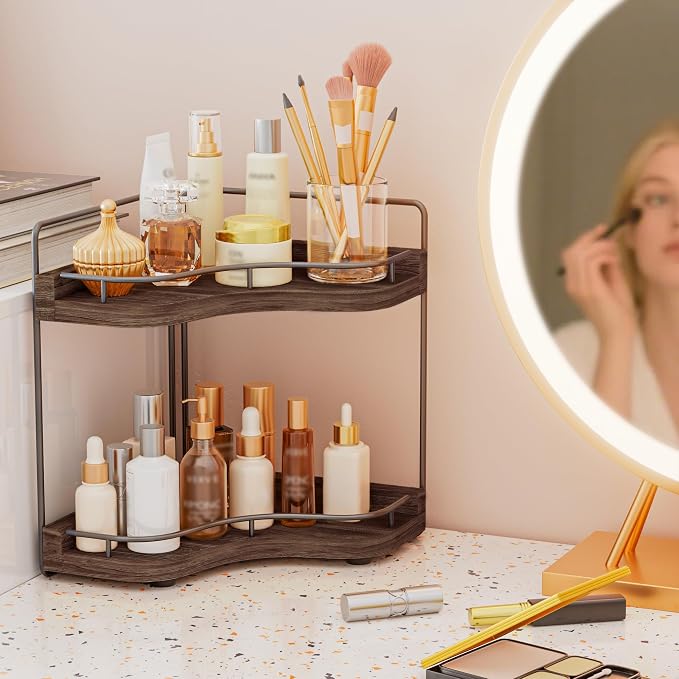 2-Tier Corner Bathroom Counter Organizer - Image 6