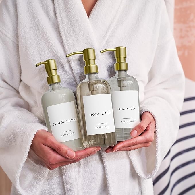 Stylish Shampoo and Conditioner Dispenser Set of 3 - Image 7