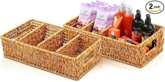 Nature-Inspired Rattan Pantry Organizer Baskets Set of 2 by Cantalop