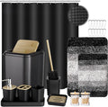 24PCS Bathroom Sets with Shower Curtain and Rugs, Toilet Brush, Trash Can & by BetterbathroomwithXLHOME