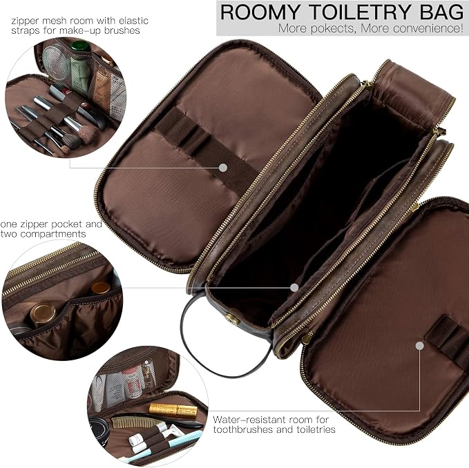 Elviros Toiletry Bag for Men, Large Travel Shaving Dopp Kit Water-resistant - Image 3