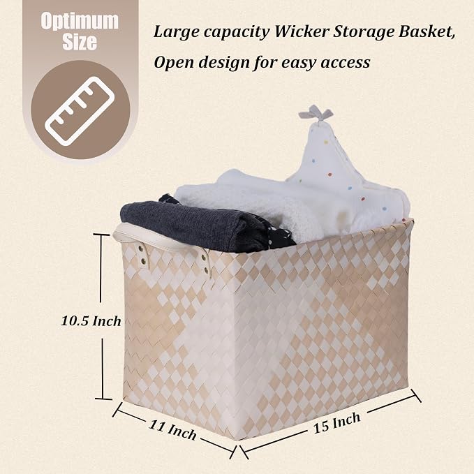 BROWNLILY Handwoven Clothes Basket Laundry Hampers Large Wicker Storage Baskets - Image 6