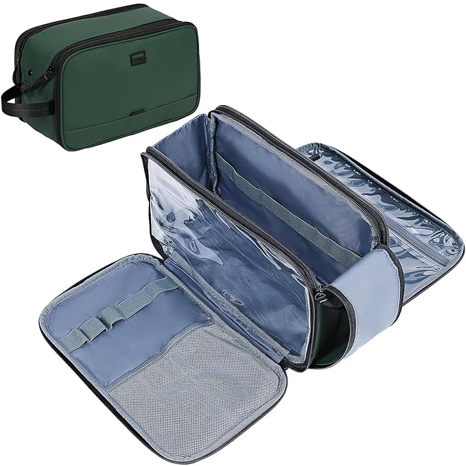 ZEEMO Travel Toiletry Bag for Men, Large Water-Resistant Double-Sided Full-Open by ZEEMO
