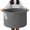 65L Large Blanket Basket, 19.7" L x 19.7" W x 13" H Rope Woven Baskets by HZFTJOY