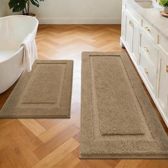 SHACOS Soft Fluffy Bathroom Runner Rugs Sets of 2 Pieces 47"x20"+ 32"x20" Non by SHACOS
