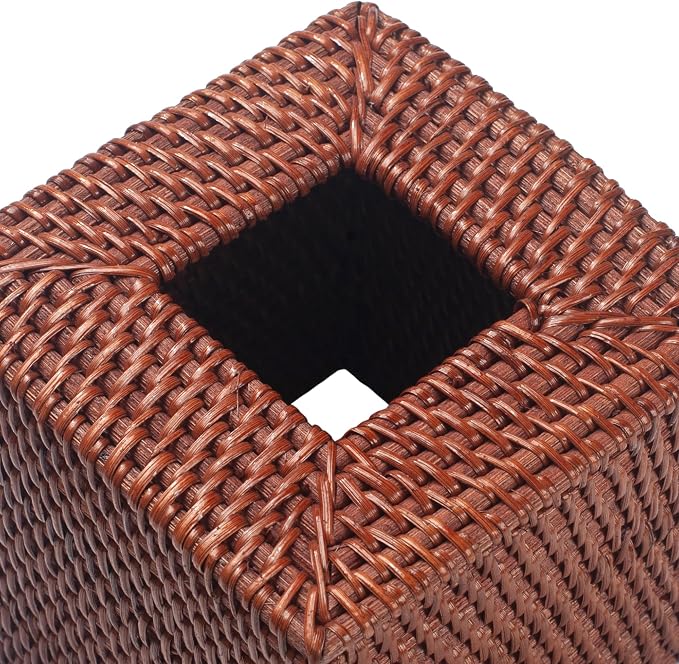 Square Rattan Tissue Box Cover, Hand Woven Wicker Tissue Holder, 5.5 x 5.5 X - Image 4