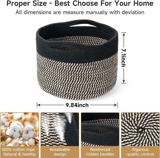 Small Rope Baskets for Storage, Baskets for Gifts Empty, Cute Round Woven Basket - Image 2