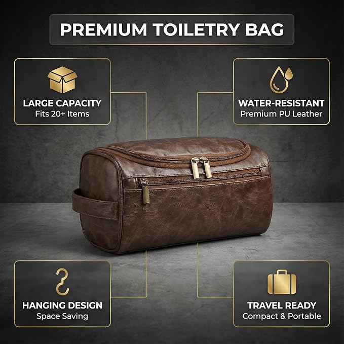 Men’s Hanging Toiletry Bag, Large Capacity Travel Dopp Kit Organizer - Image 5