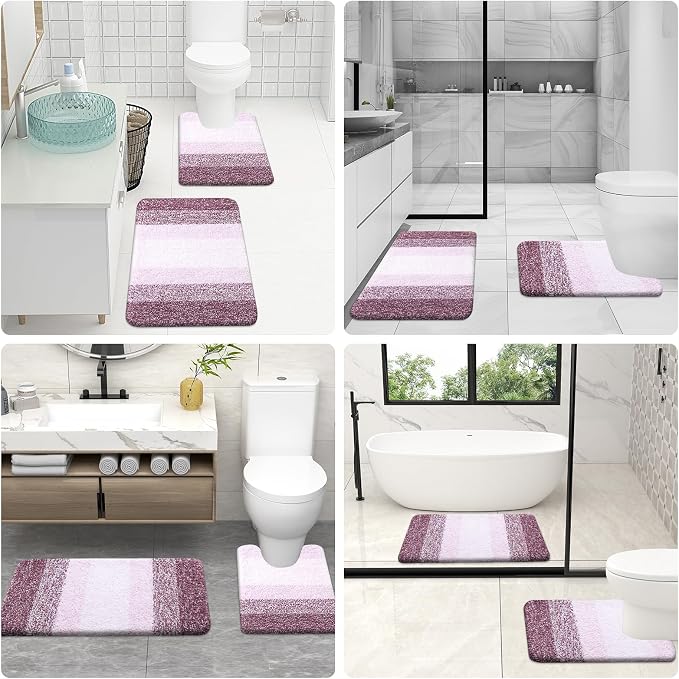 OLANLY Bathroom Rug Set 2 Piece, Soft Absorbent Microfiber Bath Rug Set - Image 7