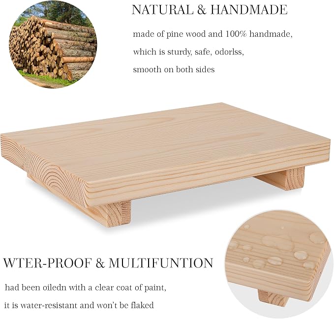 Bathroom Counter Organizer Wood Pedestal Stand Farmhouse Decorative Tray Soap - Image 5