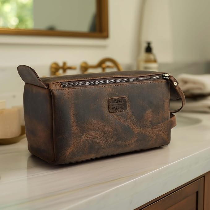 LEATHER VILLAGE Genuine Leather Travel Toiletry Bag - Image 5