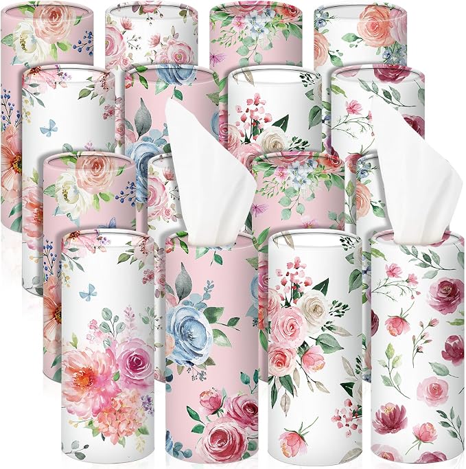 Ctosree 16 Pcs Car Tissue Holder Cylinder Bulk Round Floral Cup Holder Facial by Ctosree