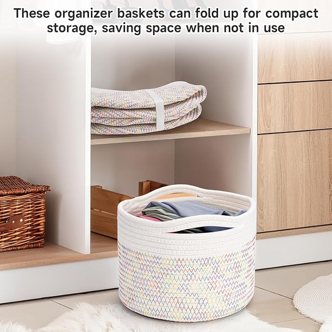 Small Rope Baskets for Storage, Baskets for Gifts Empty, Cute Round Woven Basket - Image 5