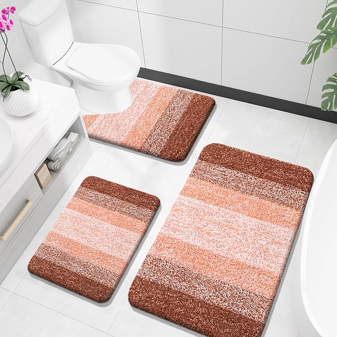 OLANLY Bathroom Rugs Sets 3 Piece, Soft Absorbent Microfiber Bath Mats and by OLANLY