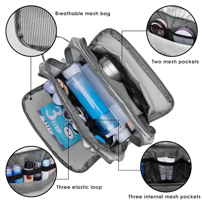Toiletry Bag for Men Hanging Dopp Kit Water Resistant Shaving Bag Small - Image 3
