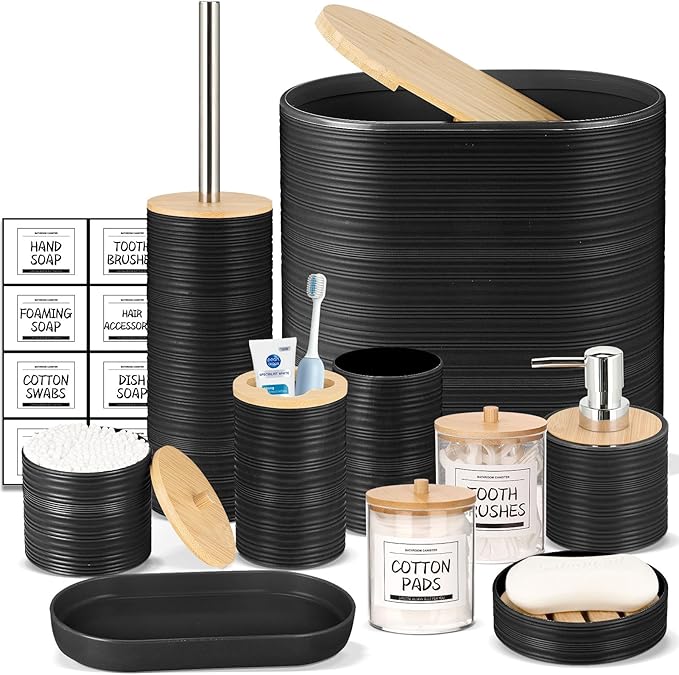 IMAVO Bathroom Accessory Set-11Pcs Black Bathroom Accessories Set by IMAVO