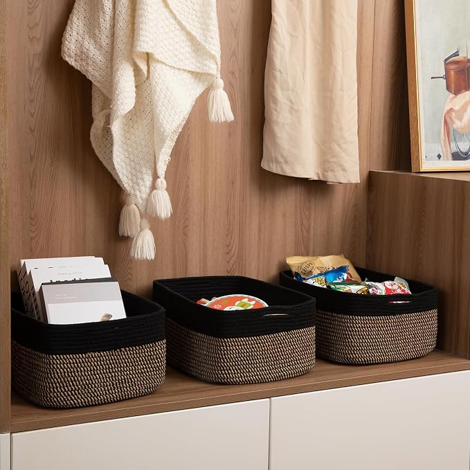 Storage Baskets for Organizing 3 Pack, Woven Baskets for Shelves, Closet - Image 5