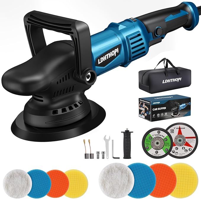 LDHTHOPI Dual Action Polisher, 980W 5/6 Inch, 9MM Random Orbital Buffer Polisher by LDHTHOPI