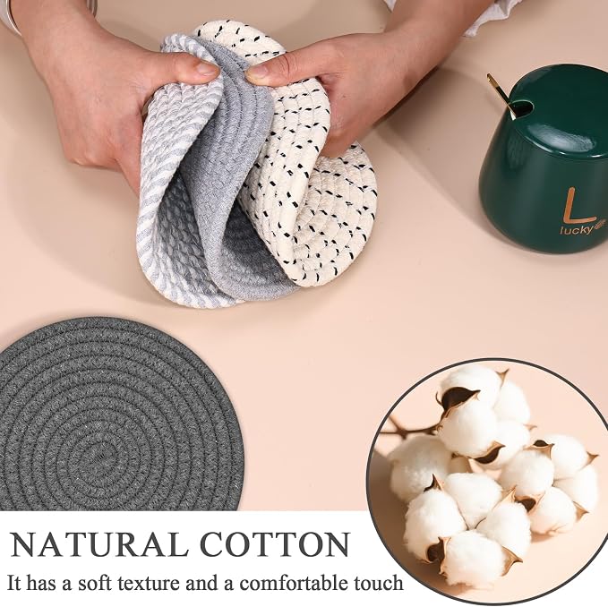 Trivets for Hot Dishes, 4 Pot Holders for Kitchen, Heat Resistant Mats for - Image 3