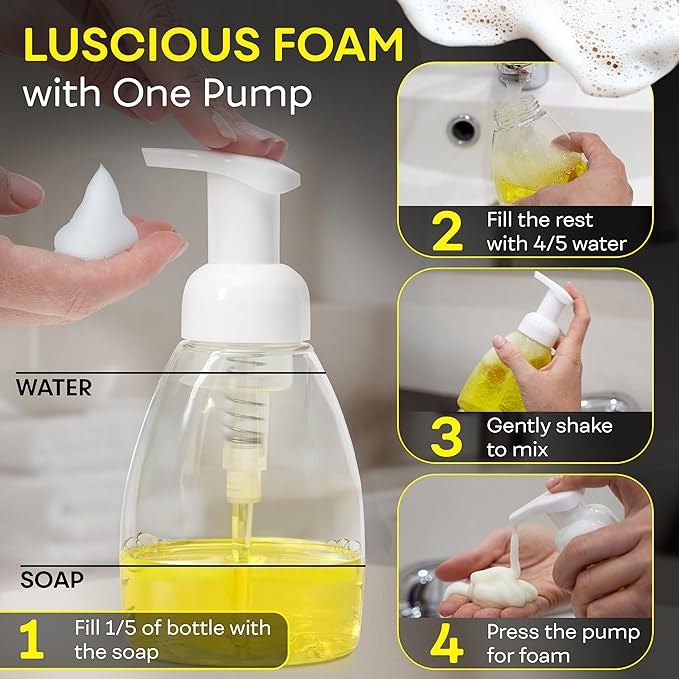 BRIGHTFROM Foaming Soap Dispenser Pump Bottles, BPA Free Empty Refillable - Image 3