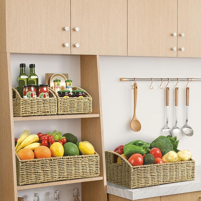 Ollieroo Rattan Storage Baskets, Handwoven Wicker Storage Bins - Image 2
