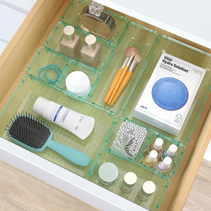33 PCS Clear Plastic Drawer Organizers Set, 4 Size Desk Drawer Organizer Trays - Image 5