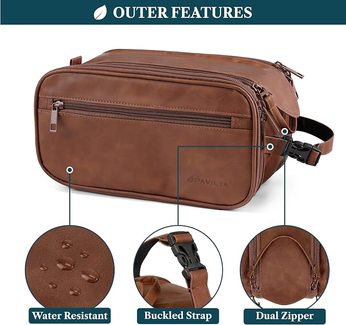 PAVILIA Toiletry Bag for Men Women, Mens Travel Bag Toiletries Organizer Case - Image 4