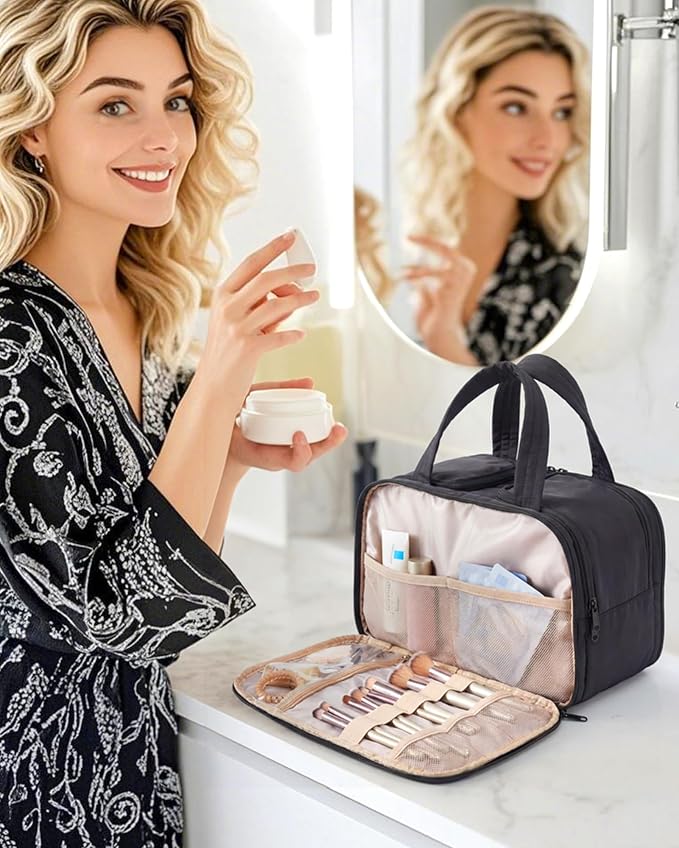BAGSMART Travel Toiletry Bag, Puffy Large Toiletry Bag - Image 2